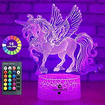 3D Night Light with Remote & Smart Touch 7 Colors 16 Colors Changing Dimmable Unicorn Toys 1 2 3 4 5 6 7 8 Year Old Boy or Girl Gifts Carryfly Unicorn Gifts 